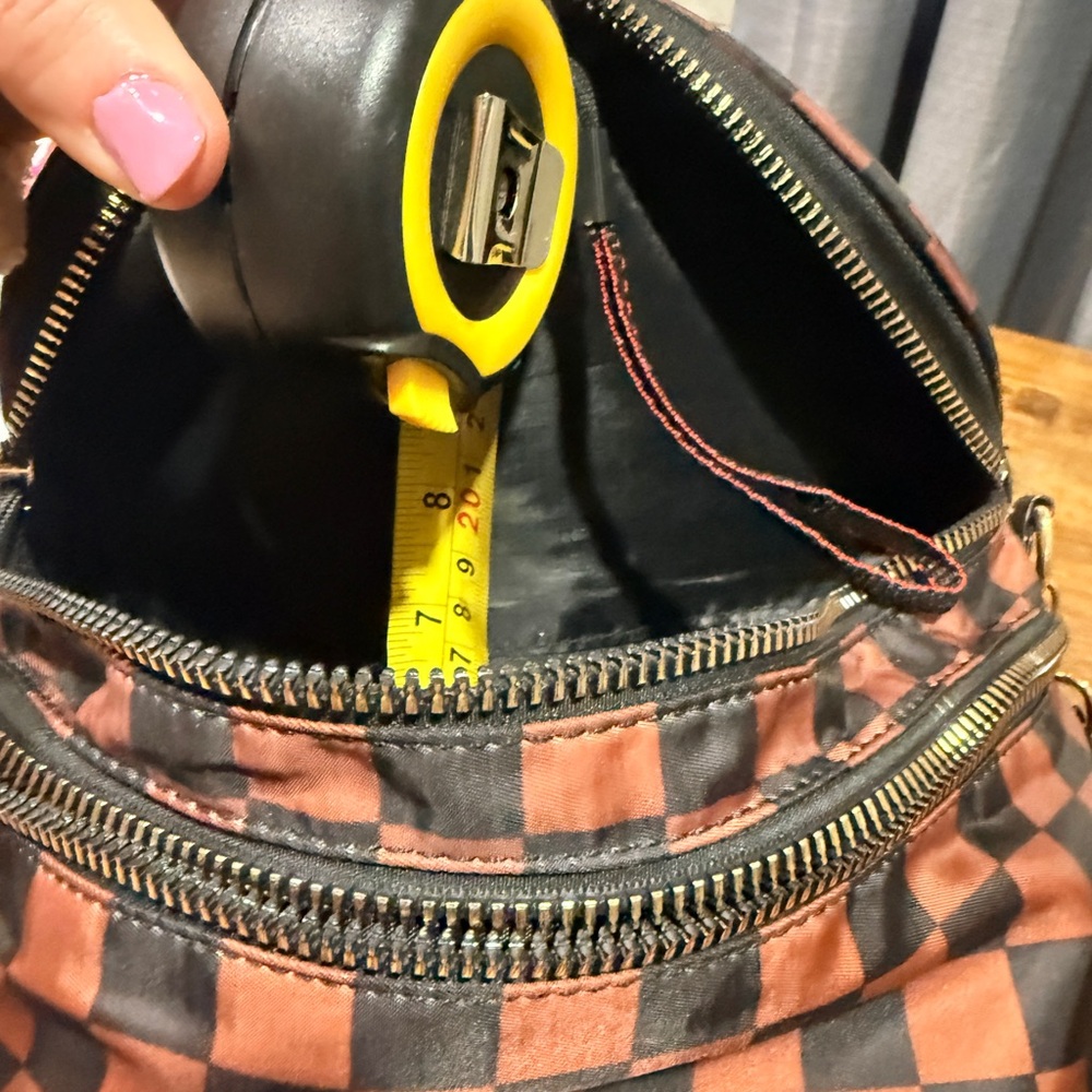 Checkered Black and Brown Sling Bag - Picture 7 of 12
